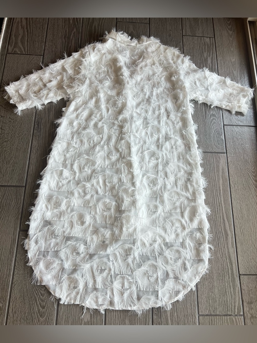 White Feathered Women's Swim Suit Cover-Up Dress NWOT Size Small - Picture 8 of 14